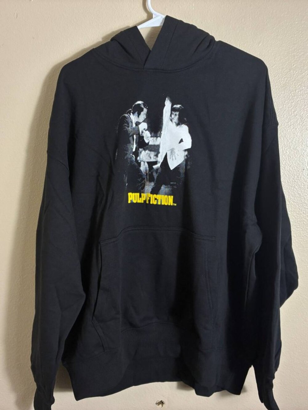 H&M Hoodie Mens Black Pulp Fiction Graphic Oversized Fit Fleece Top - NWT Sz XL